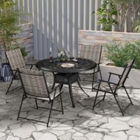 Set van 2 Opvouwbare Terrasstoelen Draagbare Tuinstoelen met Metalen Frame voor Tuin Achtertuin