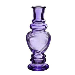 Bloemenvaas Venice - voor kleine stelen/boeketten - gekleurd glas - ribbel paars - D5,7 x H15 cm