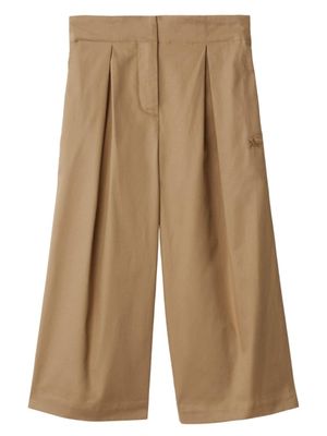 Burberry Kids pantalon en coton à design plissé - Marron