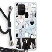 Cactusmotief: Samsung Galaxy S10 Lite Transparant Hoesje met koord