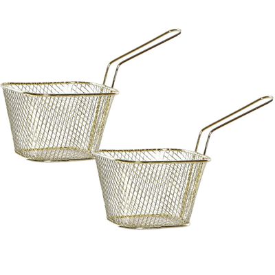 4x stuks patat/snack serveermandjes/frietmandjes goud 18 cm