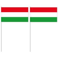Zwaaivlag Hongarije - 12 x 24 cm - stokje 40 cm - Hongaarse versiering - vlaggetje - handvlag