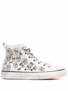 Philipp Plein baskets montantes à ornements en cristal - Blanc