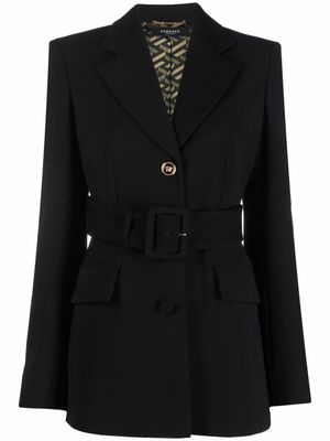 Versace blazer ceinturé à simple boutonnage - Noir
