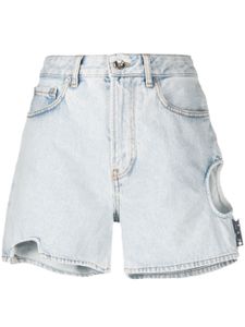 Off-White short en jean à découpes - Bleu