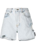 Off-White short en jean à découpes - Bleu - thumbnail