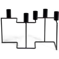 Senza Kandelaar Zig Zag 27.5x10.5x17 cm Zwart/Metaal