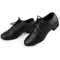 Voor heren Latin schoenen Ballroom schoenen Oefen het trainen van dansschoenen Line dance Voor Binnen Professioneel Platte schoenen Zachtere binnenzool Veters Platte hak Veters Zwart Lightinthebox