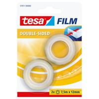 Tape tesafilm dubbelz 7.5mx12mm transparant 2r