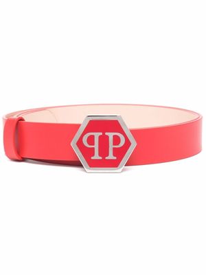 Philipp Plein ceinture Hexagon en cuir - Rouge
