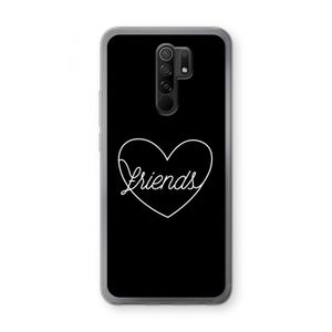 Friends heart black: Xiaomi Redmi 9 Transparant Hoesje