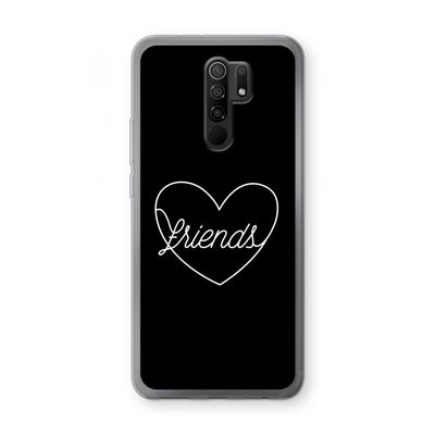 Friends heart black: Xiaomi Redmi 9 Transparant Hoesje