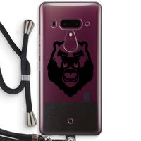 Angry Bear (black): HTC U12+ Transparant Hoesje met koord
