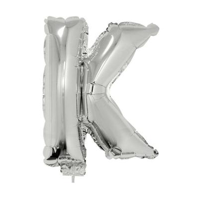 Folieballon letter K - 41 cm - zilver - feestdecoratie - versiering