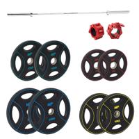 Muscle Power 50mm PU halterschijf set 120KG + halterstang + collar set