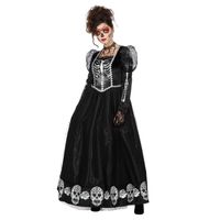Zwarte gothic Day of the Dead halloween jurk voor dames - thumbnail