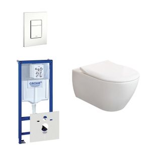 Villeroy & Boch Subway 2.0 ViFresh toiletset met slimseat softclose en quick release en bedieningsplaat horizontaal verticaal wit 0720003/0729205/ga91964/sw60341/