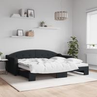 Slaapbank met onderschuifbed 90x200 cm stof zwart