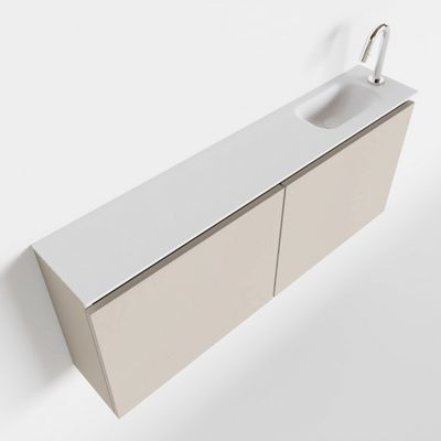 Toiletmeubel Mondiaz Ture | 120 cm | Meubelkleur Linen | Eden wastafel Talc Rechts | 1 kraangat