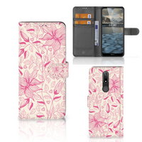 Nokia 2.4 Hoesje Pink Flowers - thumbnail