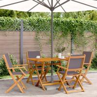 Tuinstoelen 4 st inklapbaar massief hout en stof antracietkleur