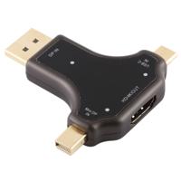 D63A DisplayPort + mini DP + UCB-C/type-C male naar HDMI female 3 in 1 adapter