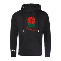 Rugby Vintage - Engeland Red & White Cross Neck Hoodie - Zwart