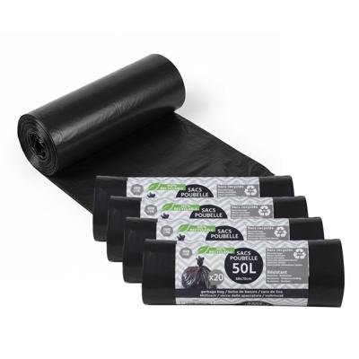 Basic Afvalzakken - vuilniszakken - 100x stuks - van 50 liter - zwart kunststof - 68 x 70 cm