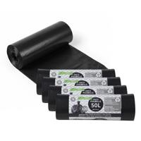 Basic Afvalzakken - vuilniszakken - 100x stuks - van 50 liter - zwart kunststof - 68 x 70 cm