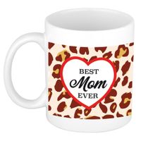 Best mom ever panterprint cadeau mok / beker wit