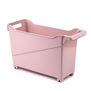 Kunststof trolley pastel roze op wieltjes L45 x B17 x H29 cm