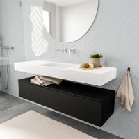 Mondiaz Alan badmeubel 150 cm urban 1 lade vrijhangend wastafel midden zonder kraangat wit