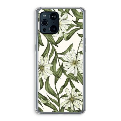 Wit bloemenpatroon: Oppo Find X3 Pro Transparant Hoesje