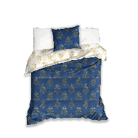 Carbotex Kerst Dekbedovertrek kerstbomen blauw