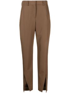 Balmain slit-detail wool tapered trousers - Marron