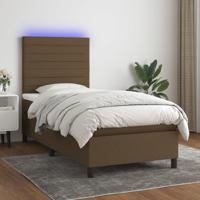 Boxspring met matras en LED stof donkerbruin 80x200 cm