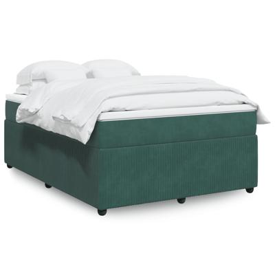 Boxspring met matras fluweel donkergroen 140x190 cm
