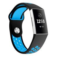 Tweekleurige ronde gat siliconen polsband horloge band voor Fitbit charge 3 polsband grootte: 145-210mm (blauw)