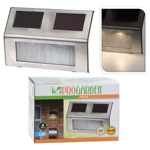 ProGarden 4-delige tuinlampenset solar led roestvrij staal