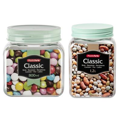 Plasticforte - 6x kunststof keuken voorraadpotten - weckpotten - 0.8 en 1.2 liter - mintgroen Plasticforte - 6x kunststof keuken voorraadpotten - weckpotten - 0.8 en 1.2 liter - mintgroen