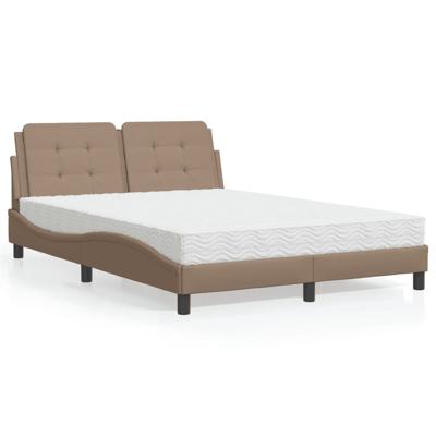 Bed met matras kunstleer cappuccinokleurig 120x200 cm