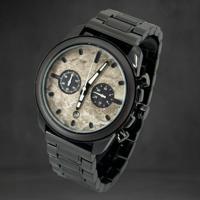 TimberWood MidnightSteel™ - Herenhorloge van Zwart Metaal en Sandelhout