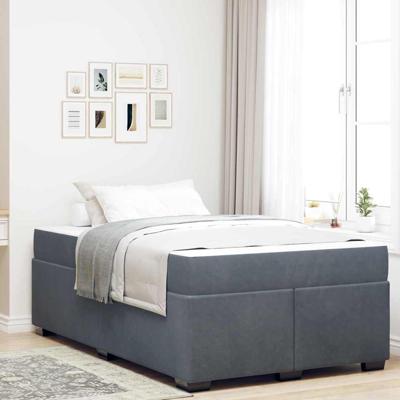 Bedframe met matras met matras Donkergrijs 120 x 190 cm Fluweel