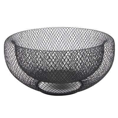 Metalen fruitmand/fruitschaal zwart rond 26 x 13 cm