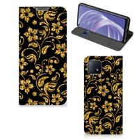OPPO A73 5G Smart Cover Gouden Bloemen