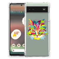 Google Pixel 6A Stevig Bumper Hoesje Cat Color - thumbnail
