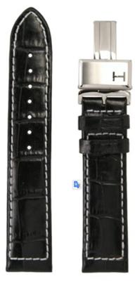 Horlogeband Hamilton H690776122 / Khaki Navy Leder Zwart 21mm