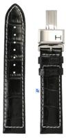 Horlogeband Hamilton H690776122 / Khaki Navy Leder Zwart 21mm