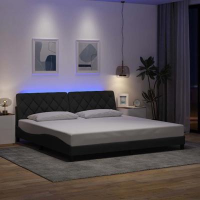 Bedframe met LED zonder matras 200x200 cm stof donkergrijs