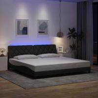 Bedframe met LED zonder matras 200x200 cm stof donkergrijs
